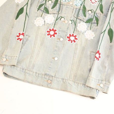 Flower Embroidery Denim Jacket