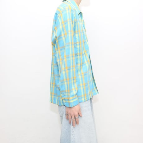 70's Open Collared Plaid Shirt