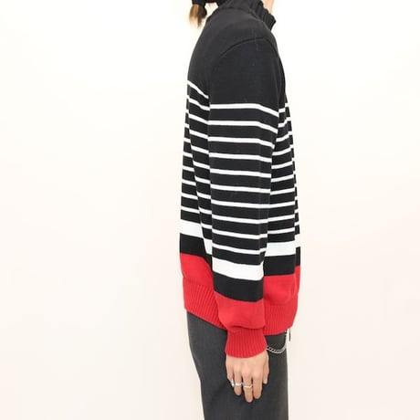 Haif Zip Cotton Knit Sweater