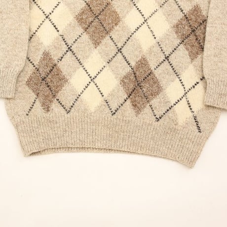 Argyle Pattern Shetland Wool Knit Sweater