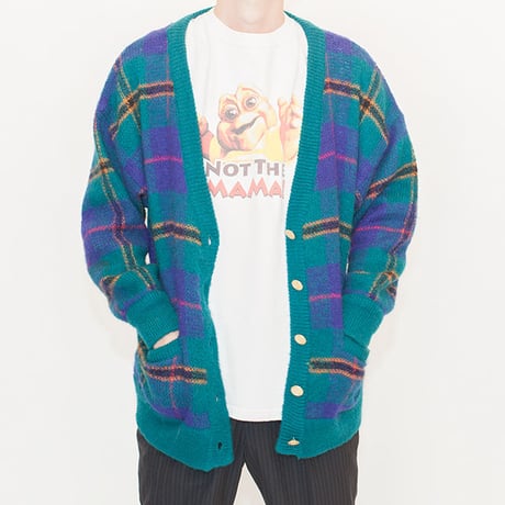Mohair Check Knit Cardigan