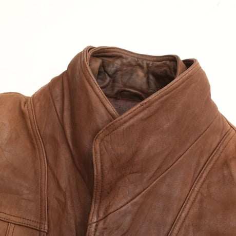 Layered Gimmick Brown Leather Jacket