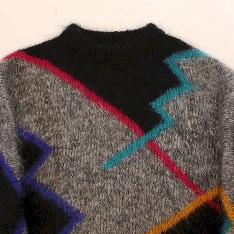 Patterned Mohair Wool Knit Sweater