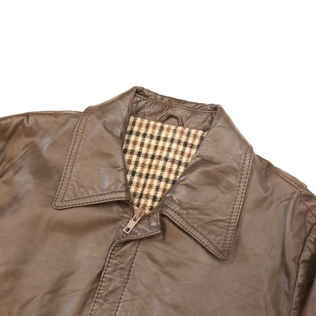 Rib Leather Jacket Brown
