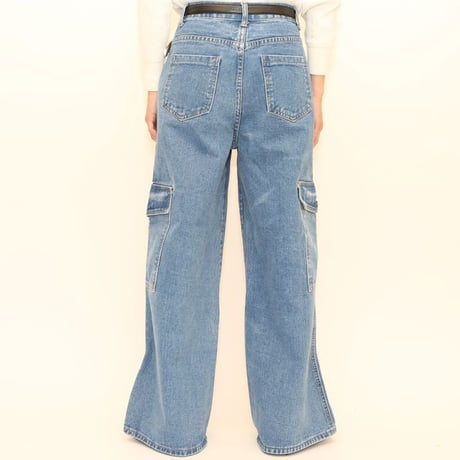 Wide Denim Cargo Pants