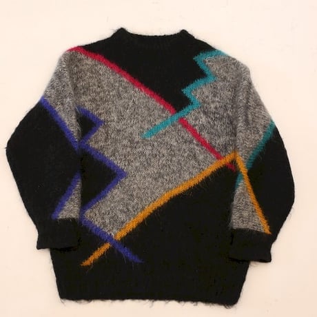Patterned Mohair Wool Knit Sweater