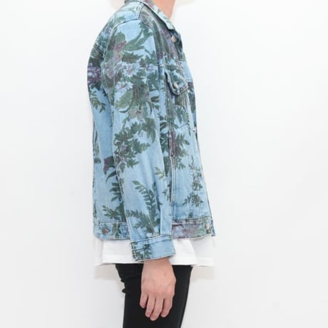 Flower Pattern Denim Trucker Jacket