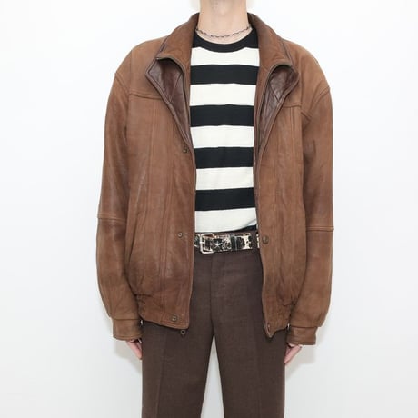 Layered Gimmick Brown Leather Jacket