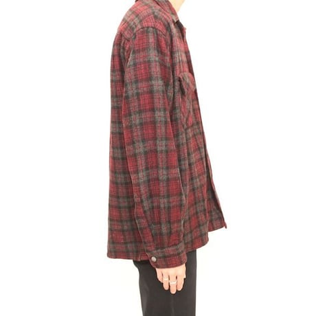 60's Open Collared Check Wool L/S Shirt