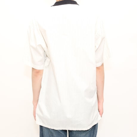 Striped Pattern Open Collar S/S Shirt