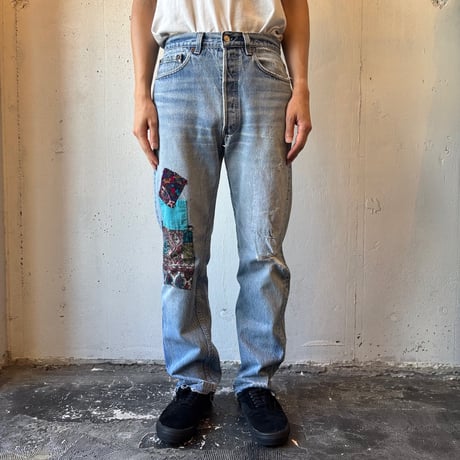 90's Levi's 501 Patchwork Denim Pants Made in USA