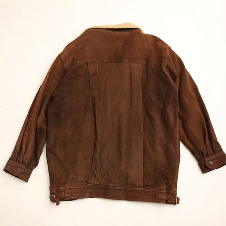 Vintage Suede Leather Boa Jacket