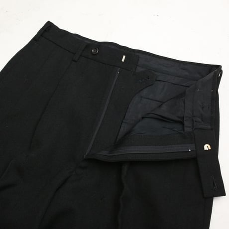 Wool Gabardine 2Tuc Black Slacks