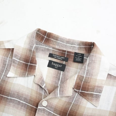 Ombre Checked Open Collar Linen×Rayon S/S Shirt