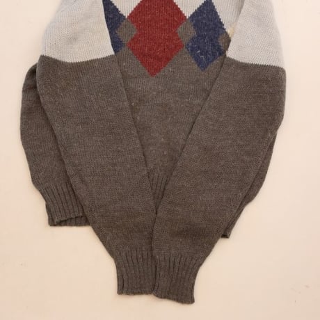 Diamond Pattern Mohair Wool Knit Sweater