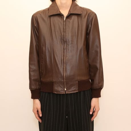 Brown Rib Leather Jacket