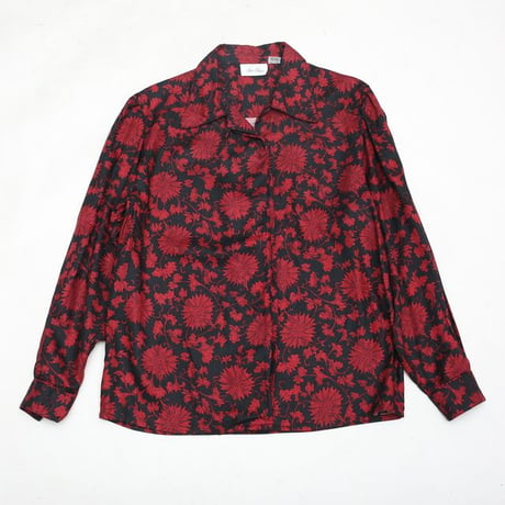Flower Pattern Open Collared Rayon Shirt