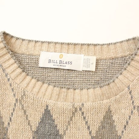 Cotton×Acrylic Argyle Knit Sweater
