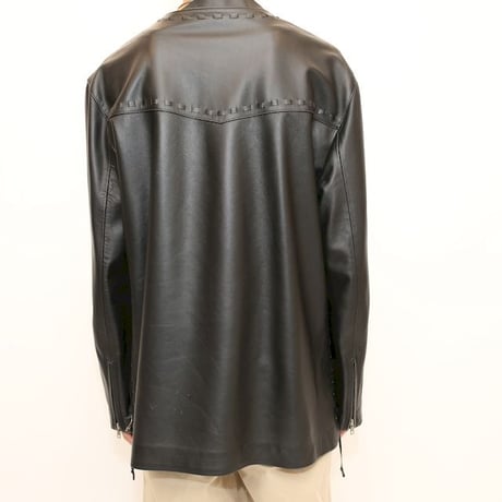 Pullover Smooth Leather Jacket Black