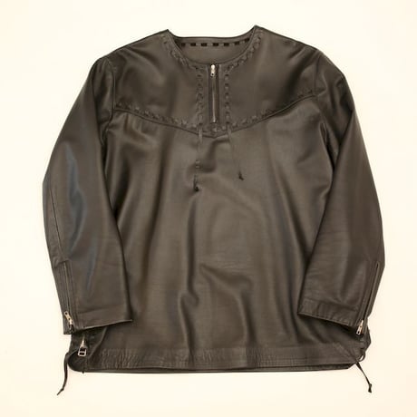 Pullover Smooth Leather Jacket Black