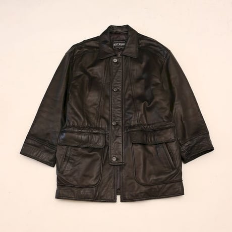 Next Stage Casual Black Leather Coat