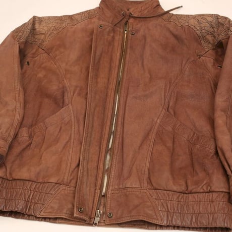 Patchwork Design Brown Leather Jacket