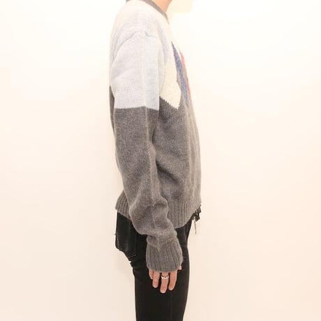 Diamond Pattern Mohair Wool Knit Sweater