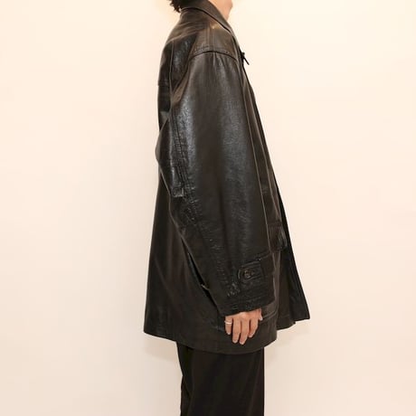 Domon Black Leather Coat