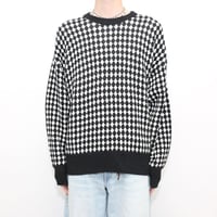 Black × White Patterned  Knit Sweater MADE IN ITALY