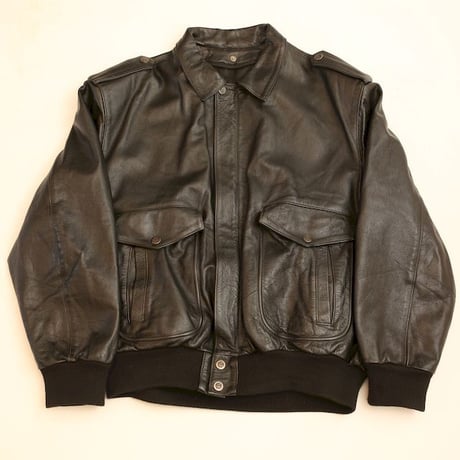 All Black A-2 Type Flight Leather Jacket
