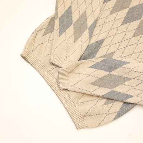 Cotton×Acrylic Argyle Knit Sweater