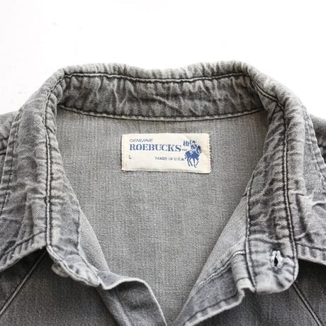 70's ROEBUCKS Black Denim Shirt