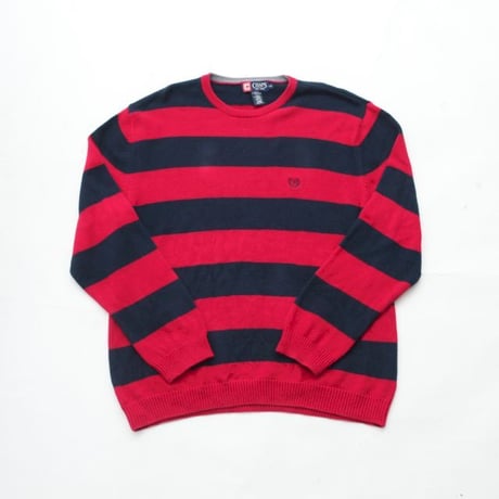 CHAPS Border Cotton Kint Sweater