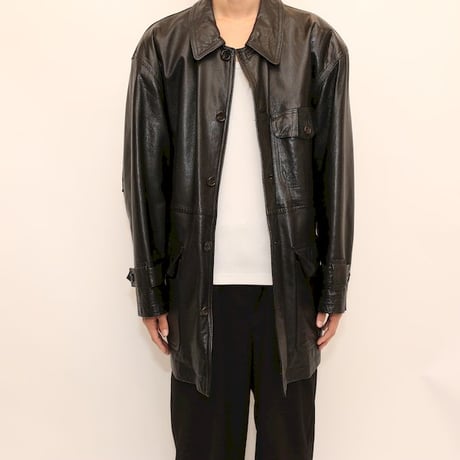 Domon Black Leather Coat