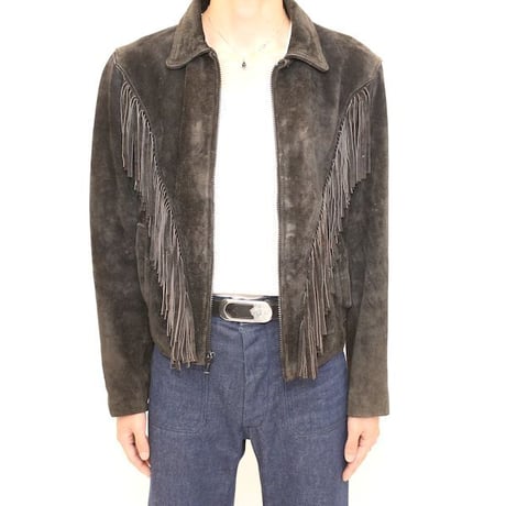 Wilsons Black Suede Fringe Leather Jacket