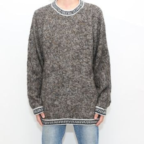 Greca Pattern Alpaca Wool Knit Sweater