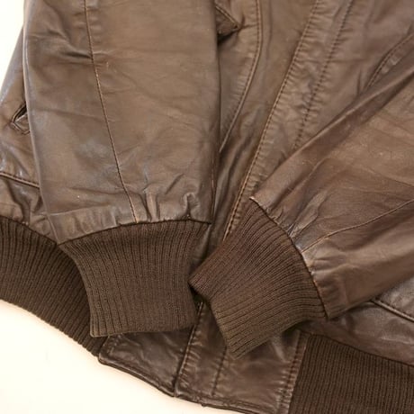 Rib Leather Jacket Brown