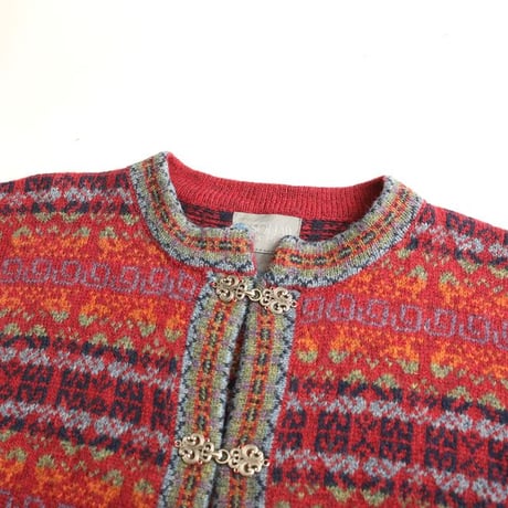 Patterned Wool Knit Cardigan