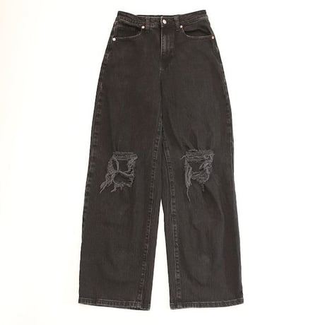 Black Denim Damage Baggy Pants