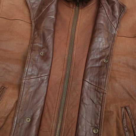 Layered Gimmick Brown Leather Jacket