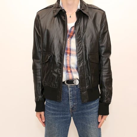 A-2 Type Black Leather Jacket
