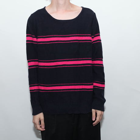 Boat Neck Cotton Knit Sweater