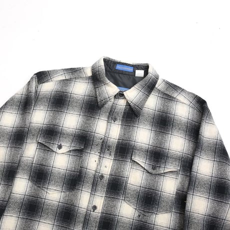 Pendleton Ombre Plaid Wool Shirt "Black×White"