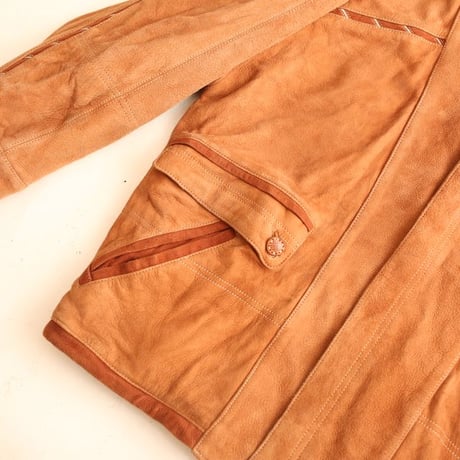 Suede Leather Design Jacket Made in SPAIN Loose Silhouette