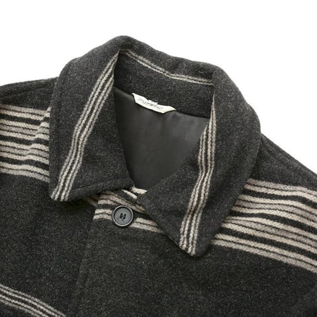 Border Pattern Wool Coat Made In Italy
