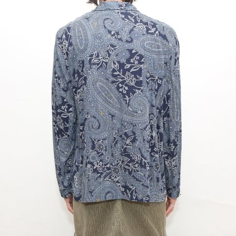 Paisley Pattern Open Collar Rayon L/S Shirt