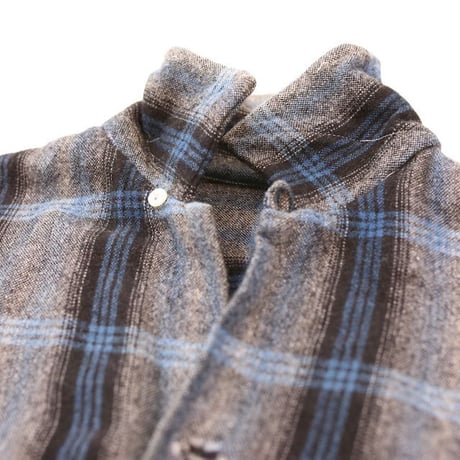 60's Open Collared Check Wool L/S Shirt