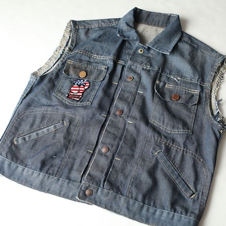 Vintage Denim Vest With Patch