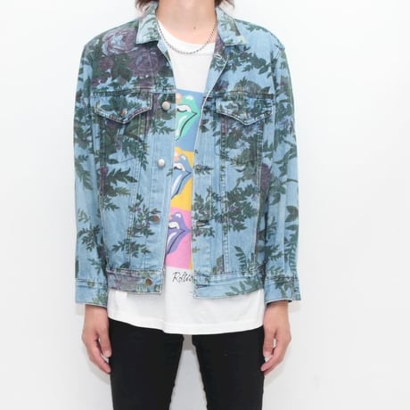 Flower Pattern Denim Trucker Jacket