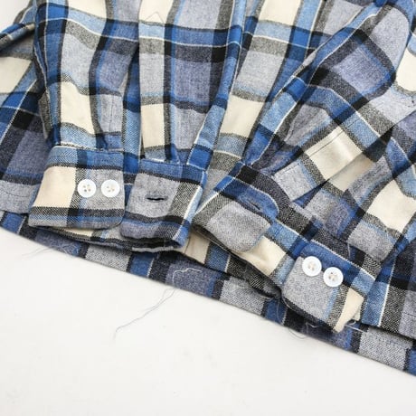 60's Open Collared Plaid  Wool L/S Shirt